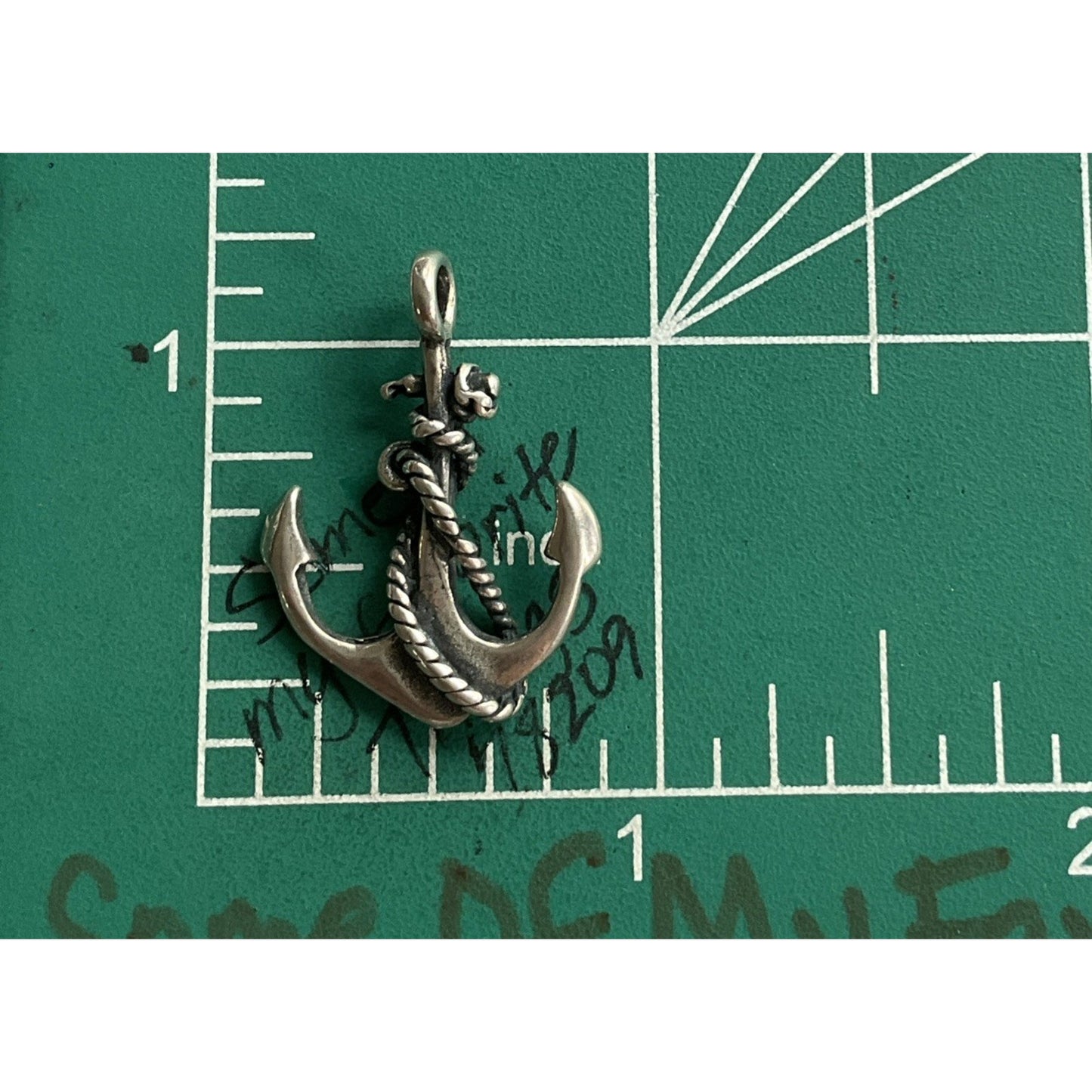 Vintage Sterling Silver Nautical Anchor Charm Pendant Rope Detail Sailor Boho