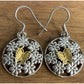 Vintage Sterling Silver Two Tone Butterfly Flower 1.5” Dangle Drop Boho Earrings