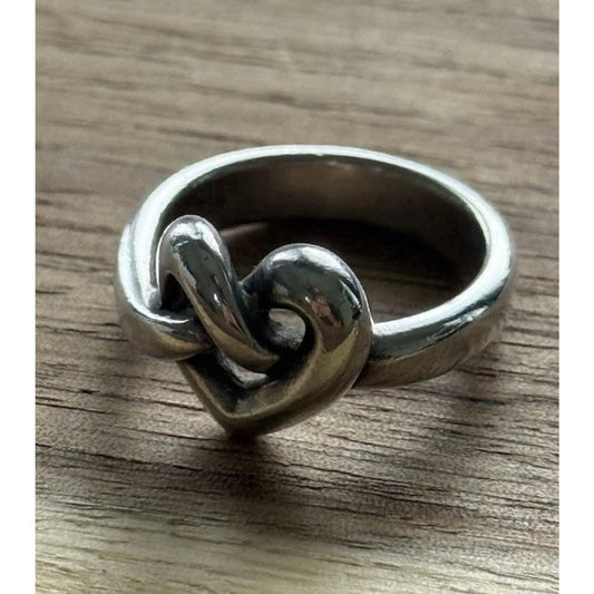 James Avery Retired Sterling Silver Heart Knot Ring Size 8