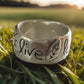 925 Inspirational Ring Live Love Laugh Band Wide Statement Ring Size 9.5