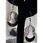 Vintage Alpaca Sterling Silver Mother of Pearl Abalone Inlay Dangle Earrings