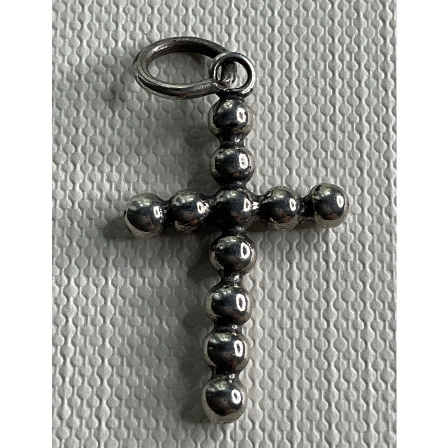 Vintage Sterling Silver Beaded Cross Charm