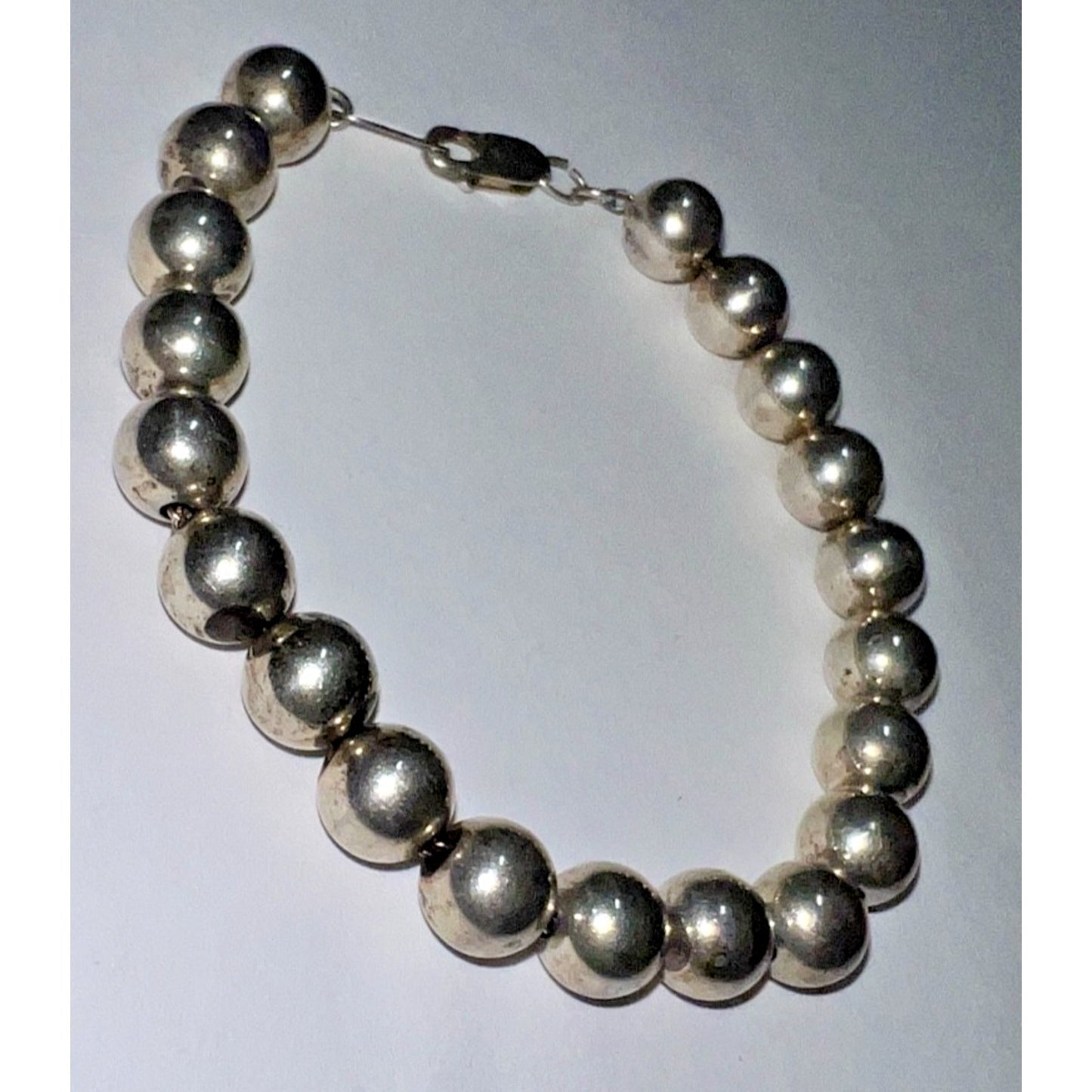 Vintage Sterling Silver Bead Bracelet 14g – Graduated Round Beads Mexico 925