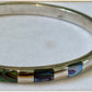 Vintage 925 Sterling Silver southwestern Abalone Inlay Hinged Bangle Bracelet