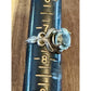 Vintage Kabana Sterling Silver Blue Topaz Scroll Ring Size 7.5 Signed KBN STER