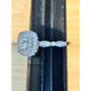 Sterling Silver Halo Engagement Ring Cushion Cut Pave Bridal Band Ring Size 7.25