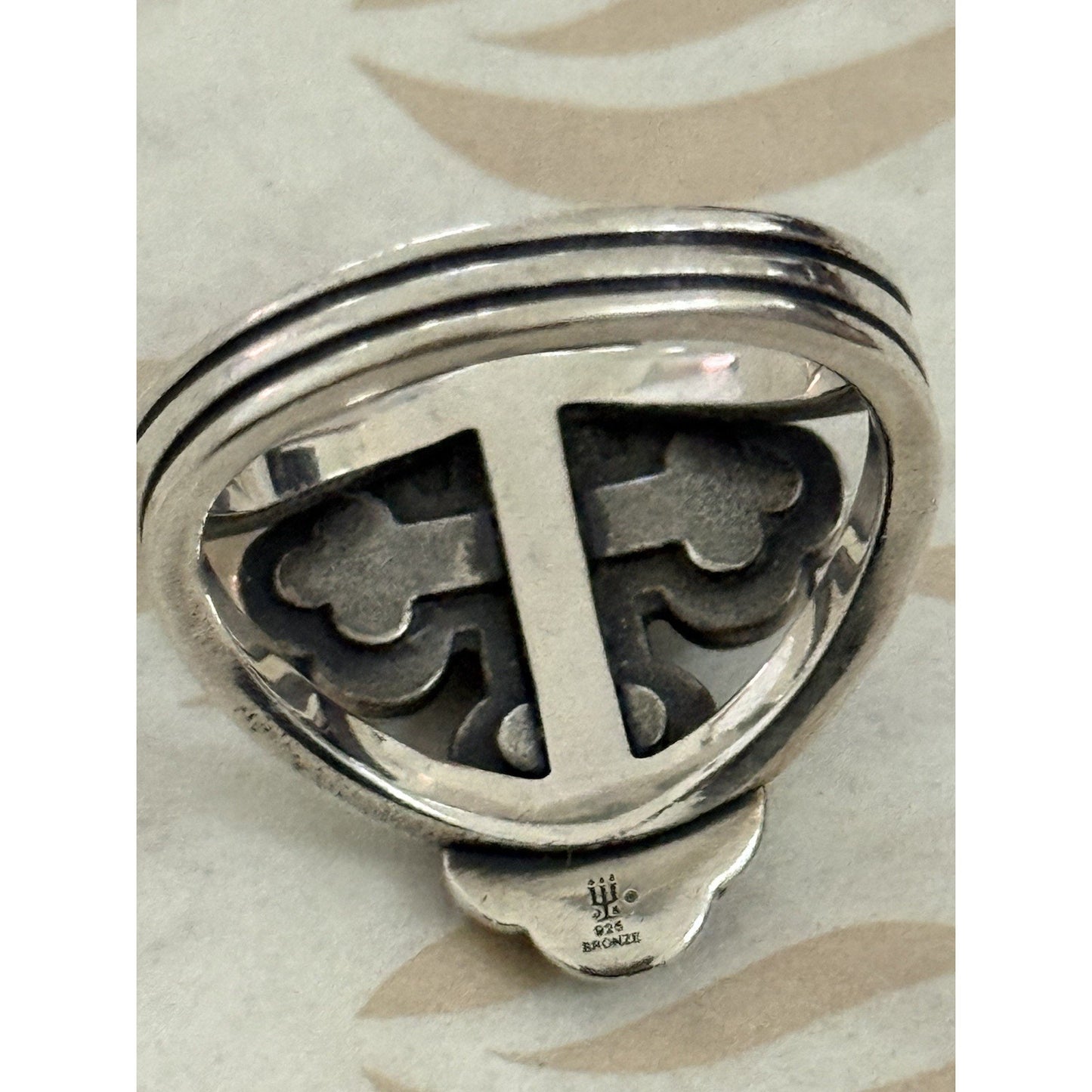 Pre owned James Avery Retired Sterling Silver/ Bronze La Vida Nueva Cross Ring Size 7