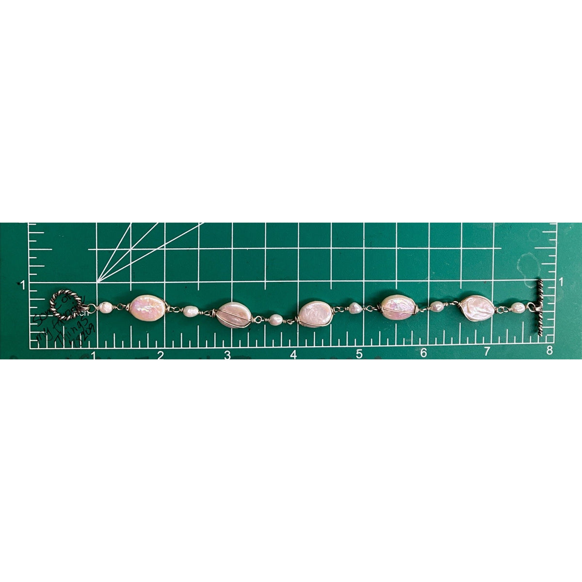 Sterling Silver Freshwater Coin Pearl Bracelet Baroque Pearls Toggle 7.5