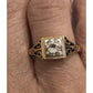 Vintage 18K HGE Yellow Gold Tone Illusion CZ Diamond Ring Art Deco Style 7.5