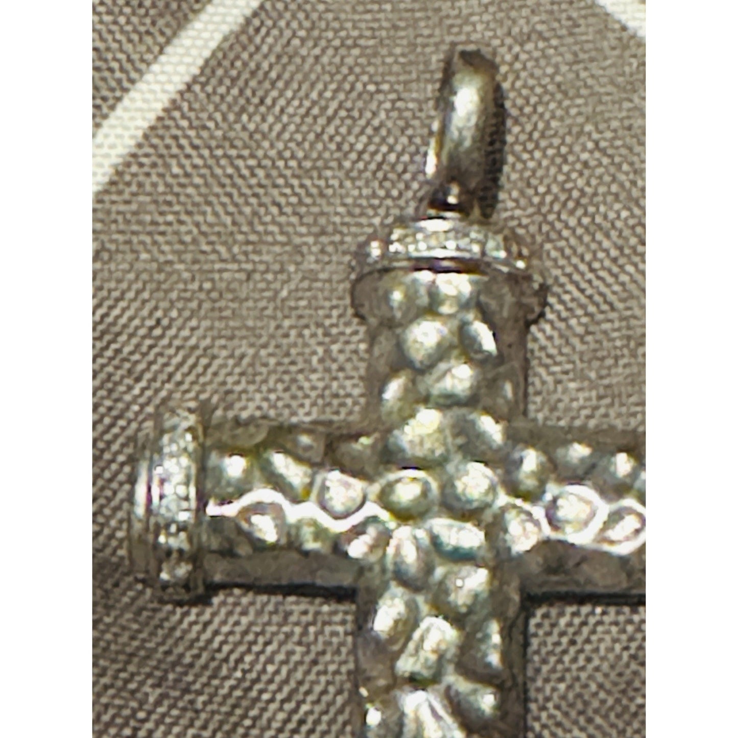 BH 925 Sterling Silver Diamond Accent Nugget Cross Pendant 7.4g 1.6”