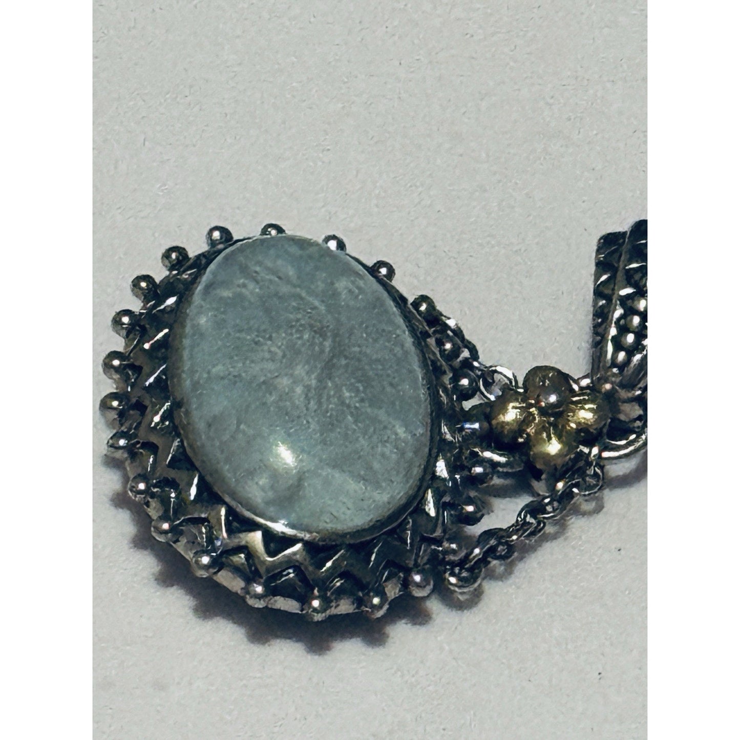 Barbara Bixby 925 Sterling 18K Gold Carved Aquamarine Pendant Enhancer 15g