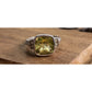 Sterling Silver Yellow Stone Ring Size 7 Cushion Cut Statement Ring 925