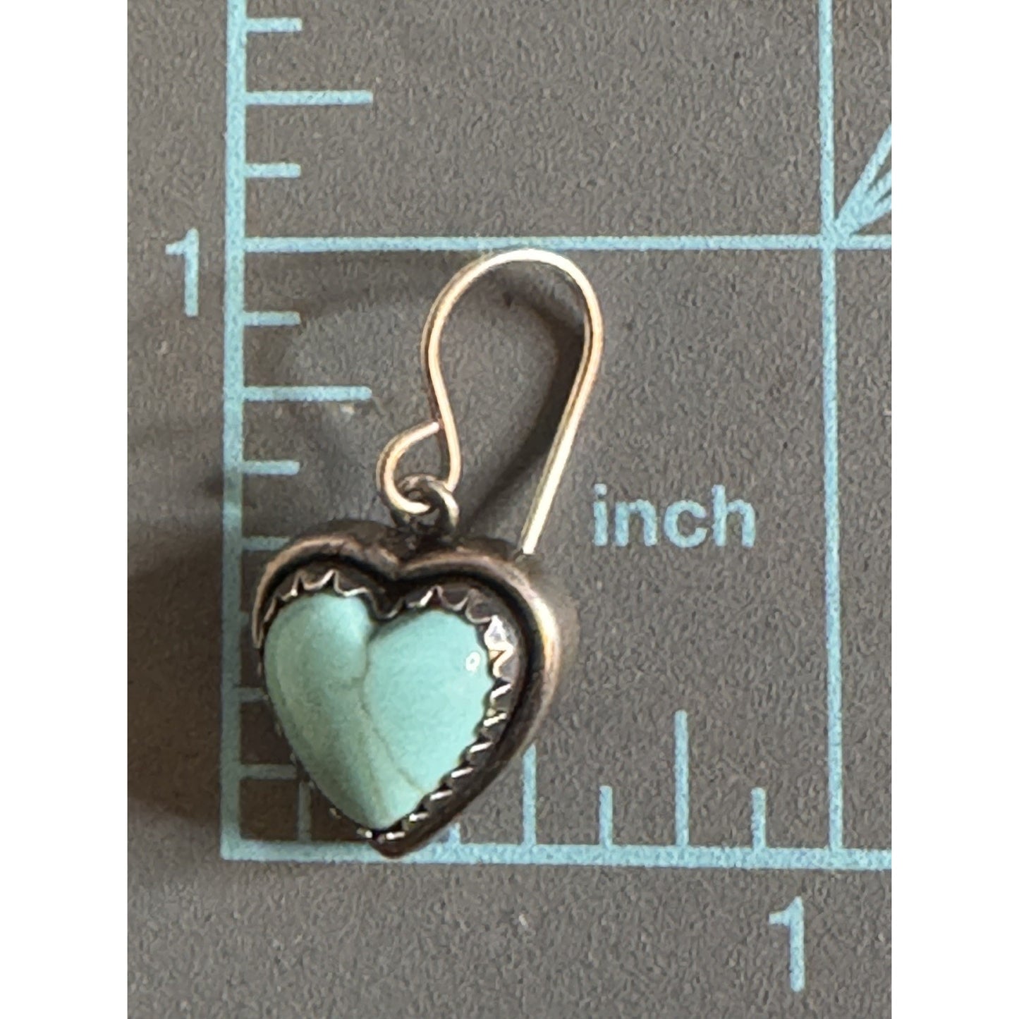 Vintage Sterling Silver 925 Turquoise Heart Dangle Earrings Artisan Southwest 5g