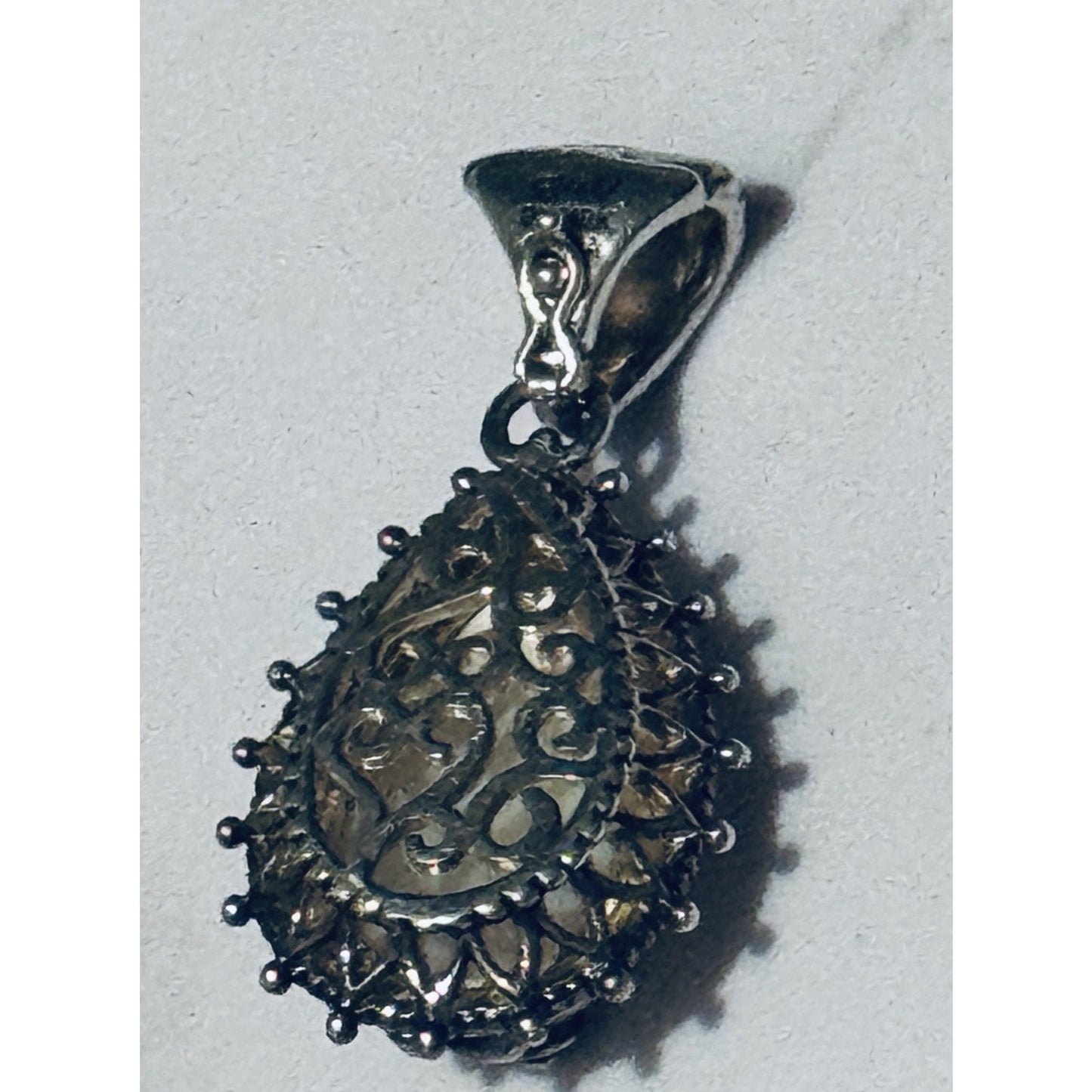Vintage Barbara Bixby 925 18k Enhancer Or Pendant MOP Vine Leaf Mother of Pearl