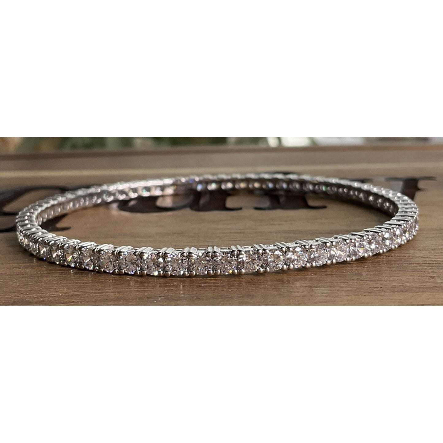 Sterling Silver CZ Tennis Bangle Bracelet 925 Cubic Zirconia