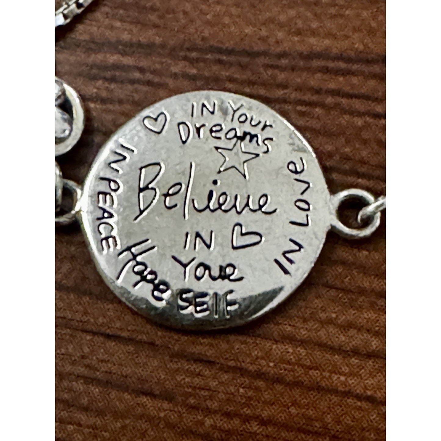 Sterling Silver “Believe in Yourself” Adjustable Slider Affirmational Bracelet