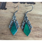 Vintage Green Onyx Art Nouveau Vines Sterling Silver Earrings