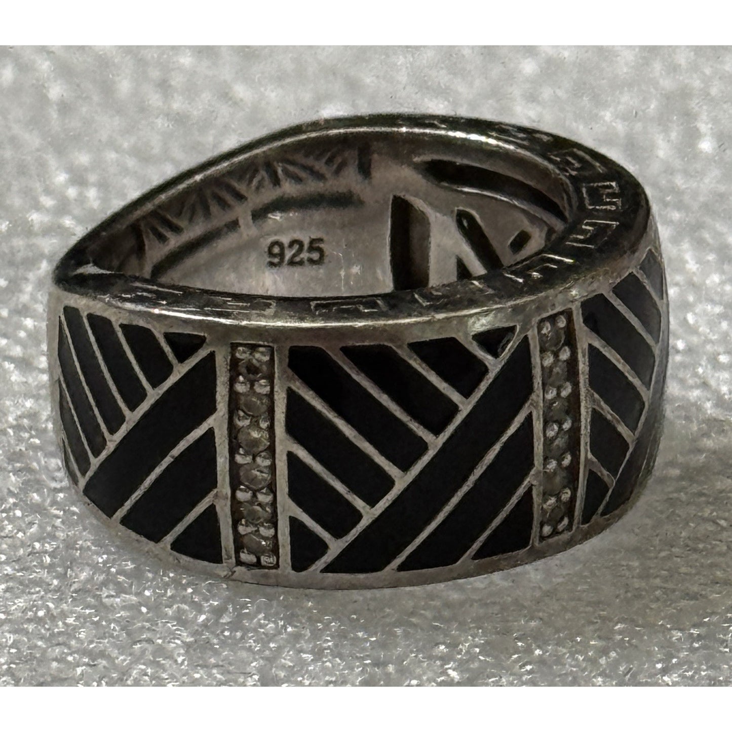Belle Étoile Laguna Ring Sterling Silver Black Enamel Size 6.5 SOLD OUT
