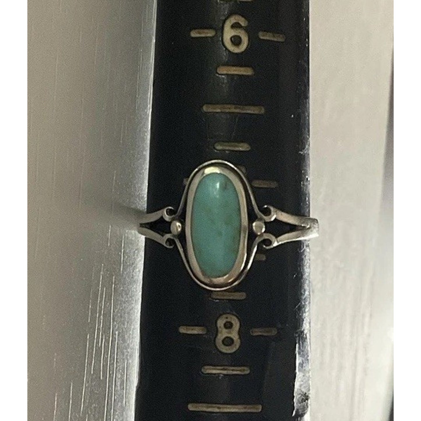 Vintage Turquoise Sterling Silver Ring Size 7 Oval Cabochon Southwestern Style