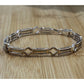 Vintage Italy 925 Sterling Silver And Gold Two Tone Geometric Link Bracelet 7.5”