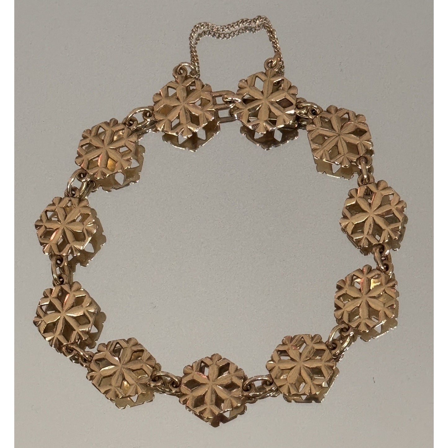 Pre Owned Retired ULTRA RARE James Avery 14K Crystalline Snowflake Bracelet 8” 18gr - 1984
