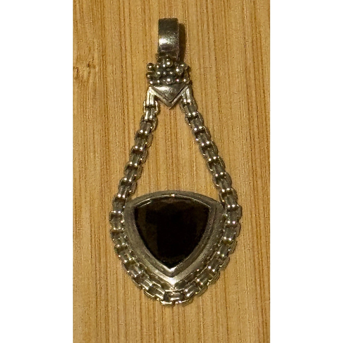 Michael Dawkins 925 Sterling Silver Black Onyx Pendant Enhancer Chain Link 17g