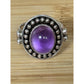 Amethyst Cabochon Sterling Silver Beaded Purple Gemstone Ring Size 7.5 India