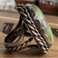 Vintage Southwestern Sterling Silver Green Turquoise Statement Ring Size 6.5 19g