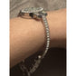 Vintage Y2K Rhinestone Sparkle Watch Mother Of Pearl NEEDS BATTERY Silver Tone