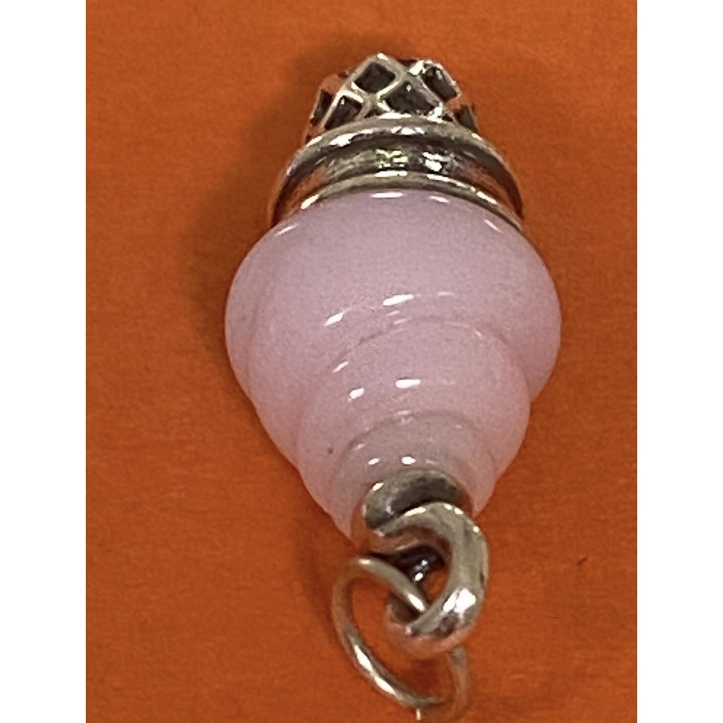 James Avery Retired Hard To Find Silver And Pink Glass Ice Cream Cone Charm Pre-Owned