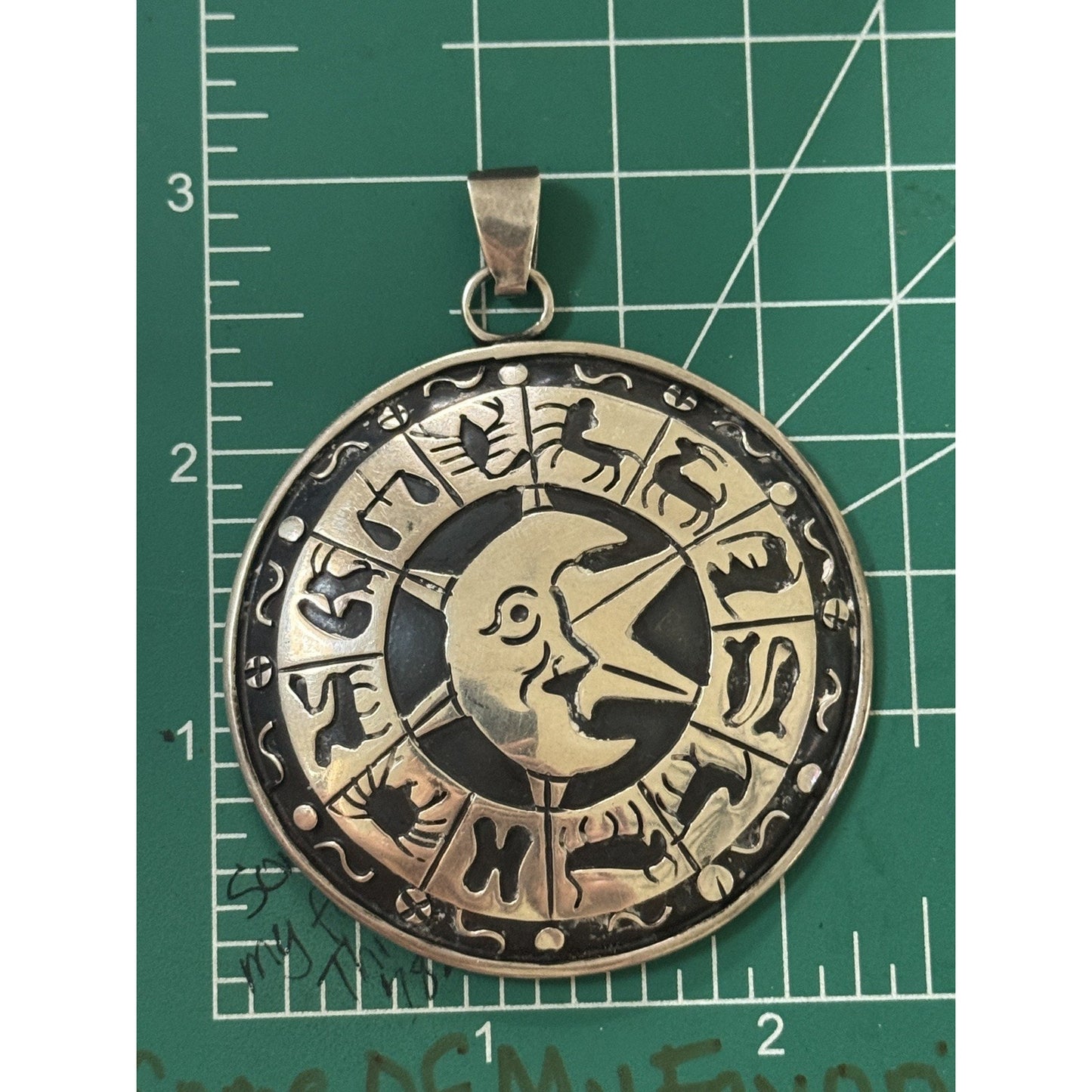 Taxco Mexico FRR Sterling 925 Zodiac Sun Moon Pendant Eagle 3 20.9g Vintage Mint