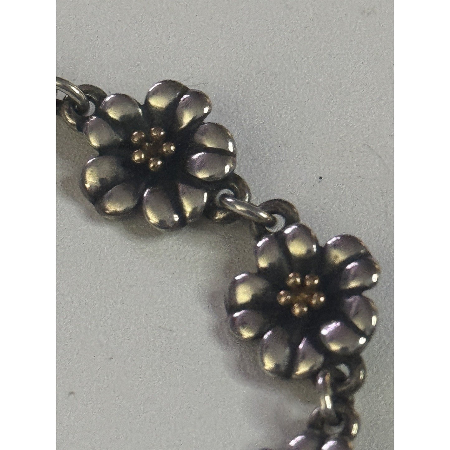 Pre owned James Avery Retired 18k Gold and Sterling Silver April Flower Bracelet Size 7.5”