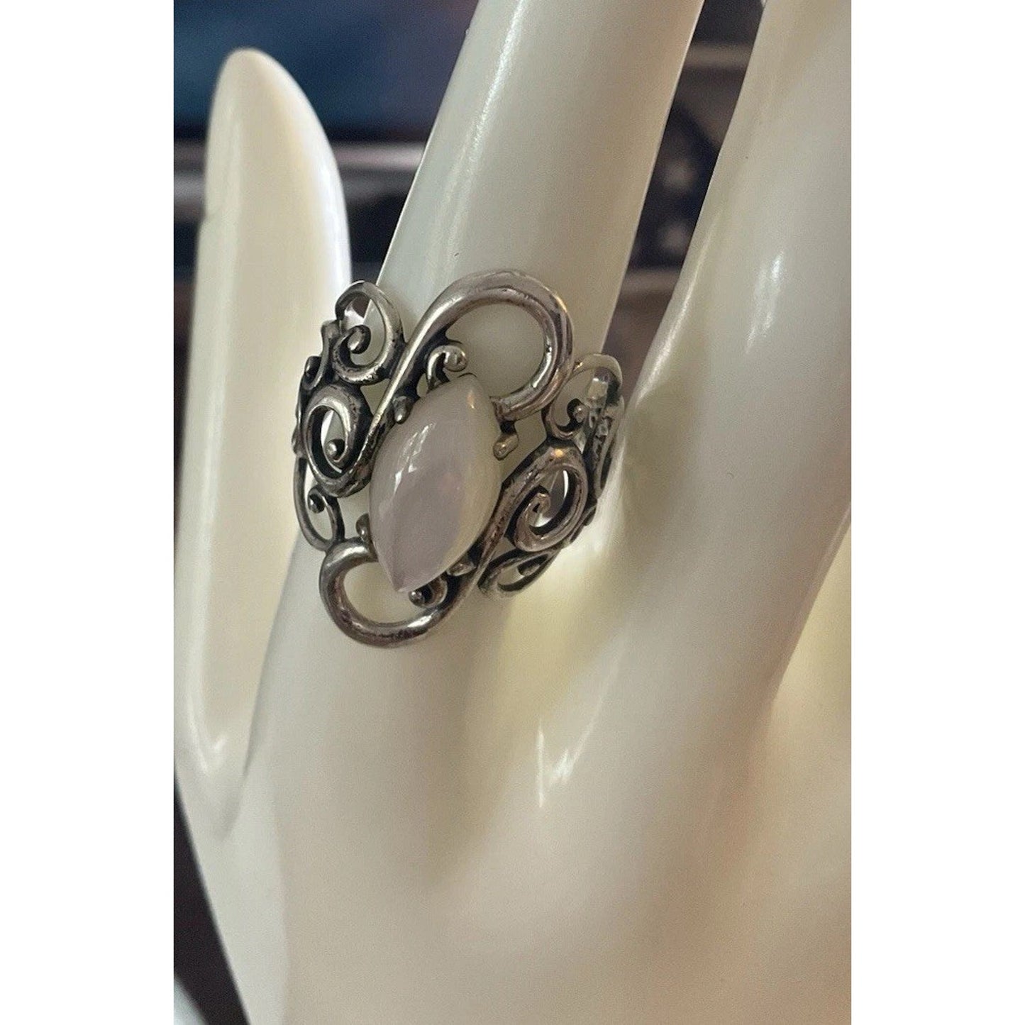 Carolyn Pollack CP 925 Sterling Silver Mother of Pearl Filigree Ring Size 8.5