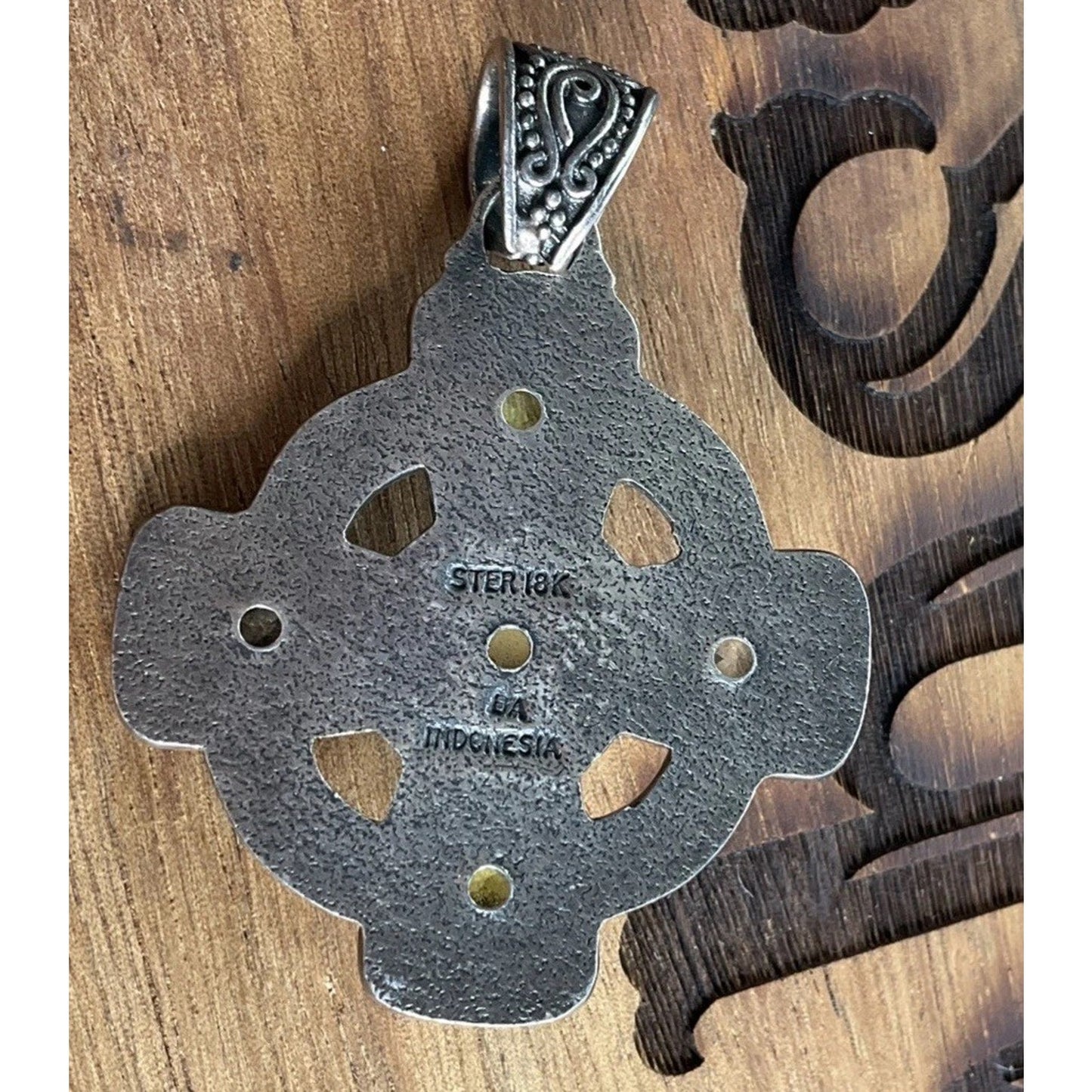 Sterling Silver 18K Gold Accent Pendant Artisan Mixed Metal