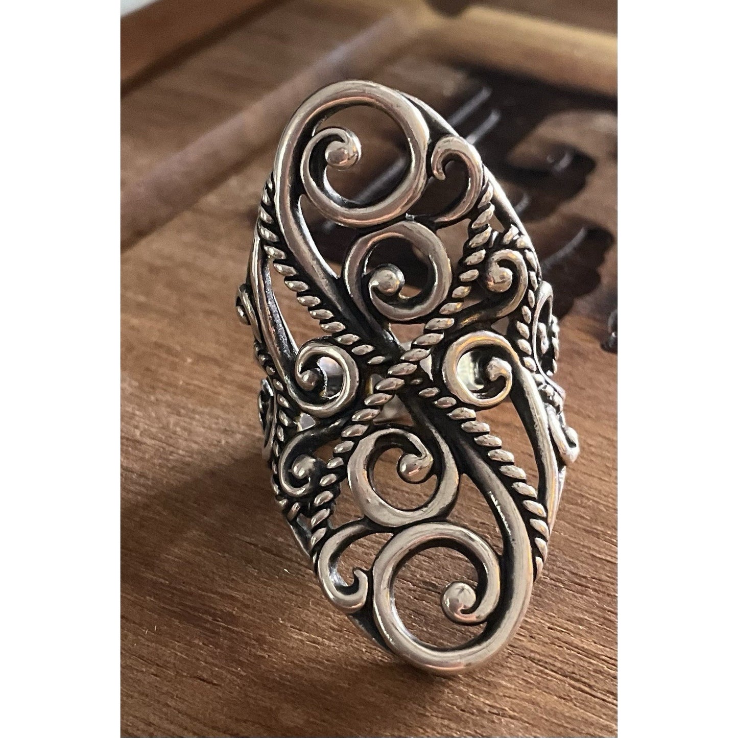 Carolyn Pollack Relios 925 Sterling Silver Filigree Scroll Ring Size 6