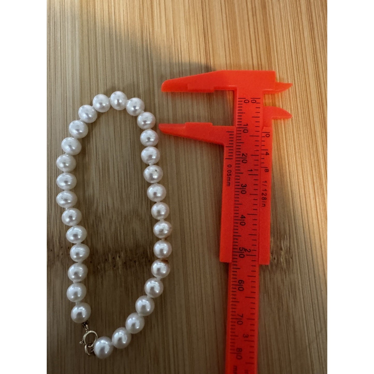 Vintage 14k / 585 Gold Clasp 8-9 mm Real Pearl Bracelet Size 7 3/4
