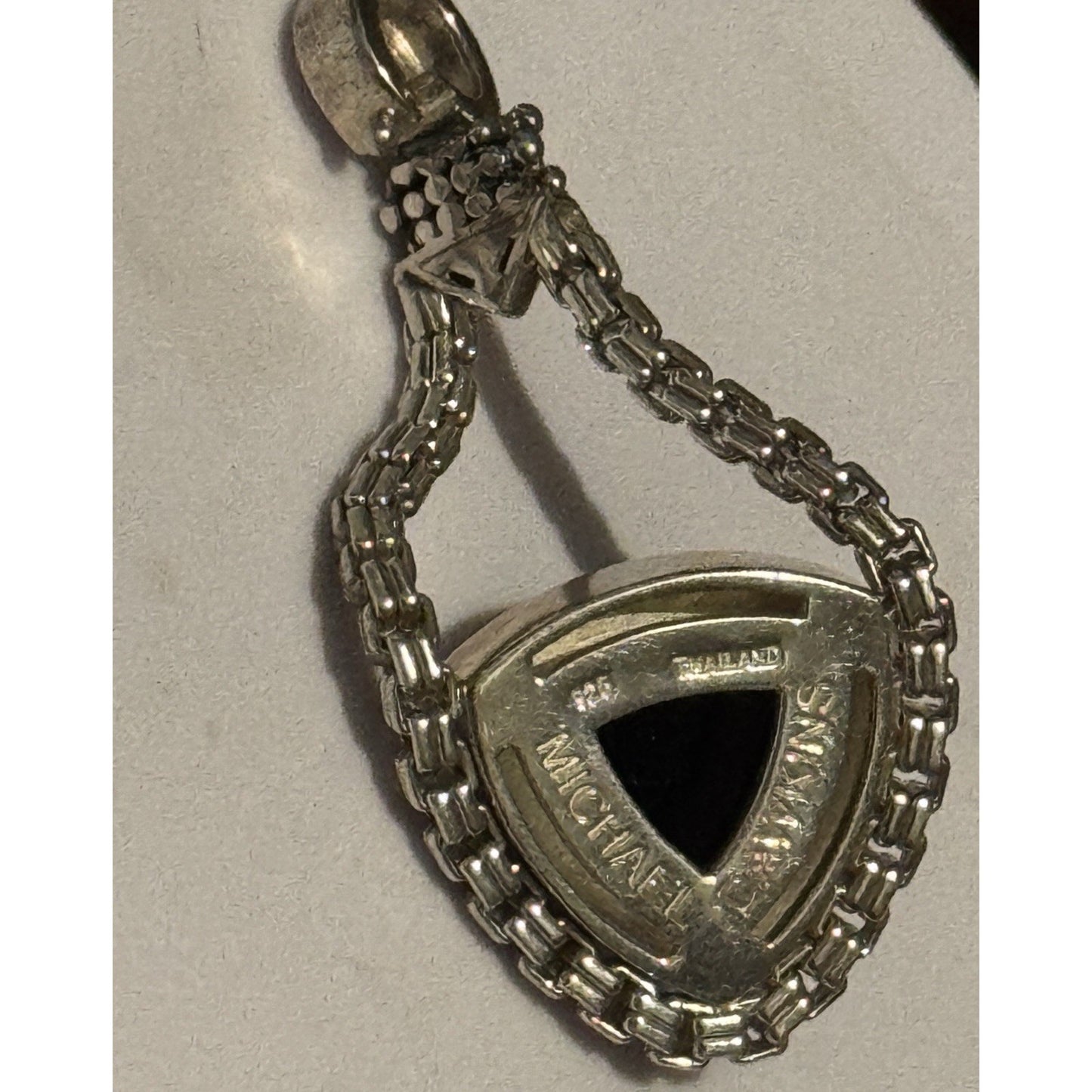 Michael Dawkins 925 Sterling Silver Black Onyx Pendant Enhancer Chain Link 17g