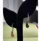 Sterling Silver Amber Yellow Cabochon Dangle Earrings Long Drop 4g