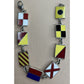 Vintage Sterling Silver Enamel Nautical Signal Flag Bracelet 18g 7.75”
