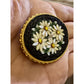 Vintage Italian Micro Mosaic Daisy Floral Black Mid Century Brooch Made In Italy