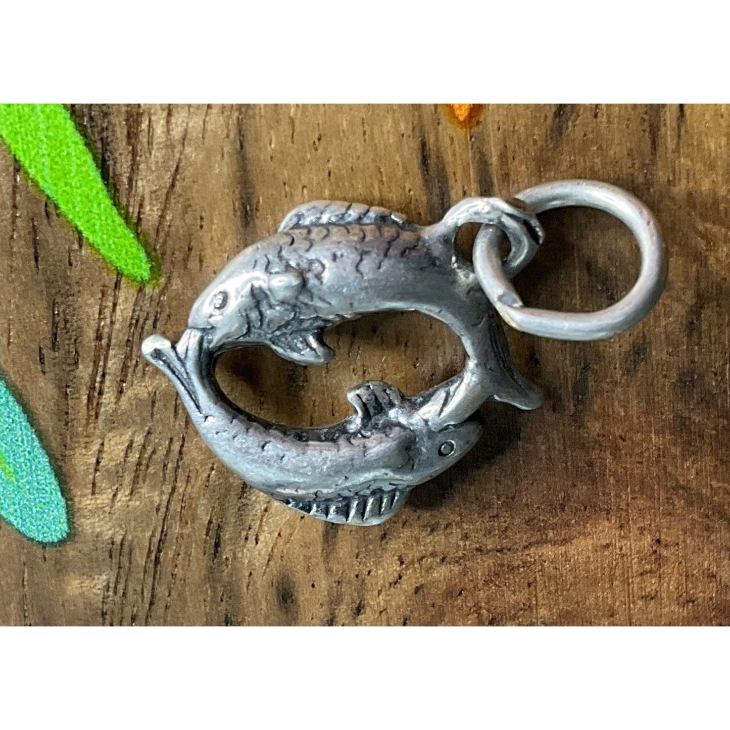 Vintage Sterling Silver Double Dolphin Charm