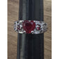 Sterling Silver Lab Created Red Heart Gemstone Ring 925 Filigree Size 8.5, 5.5g