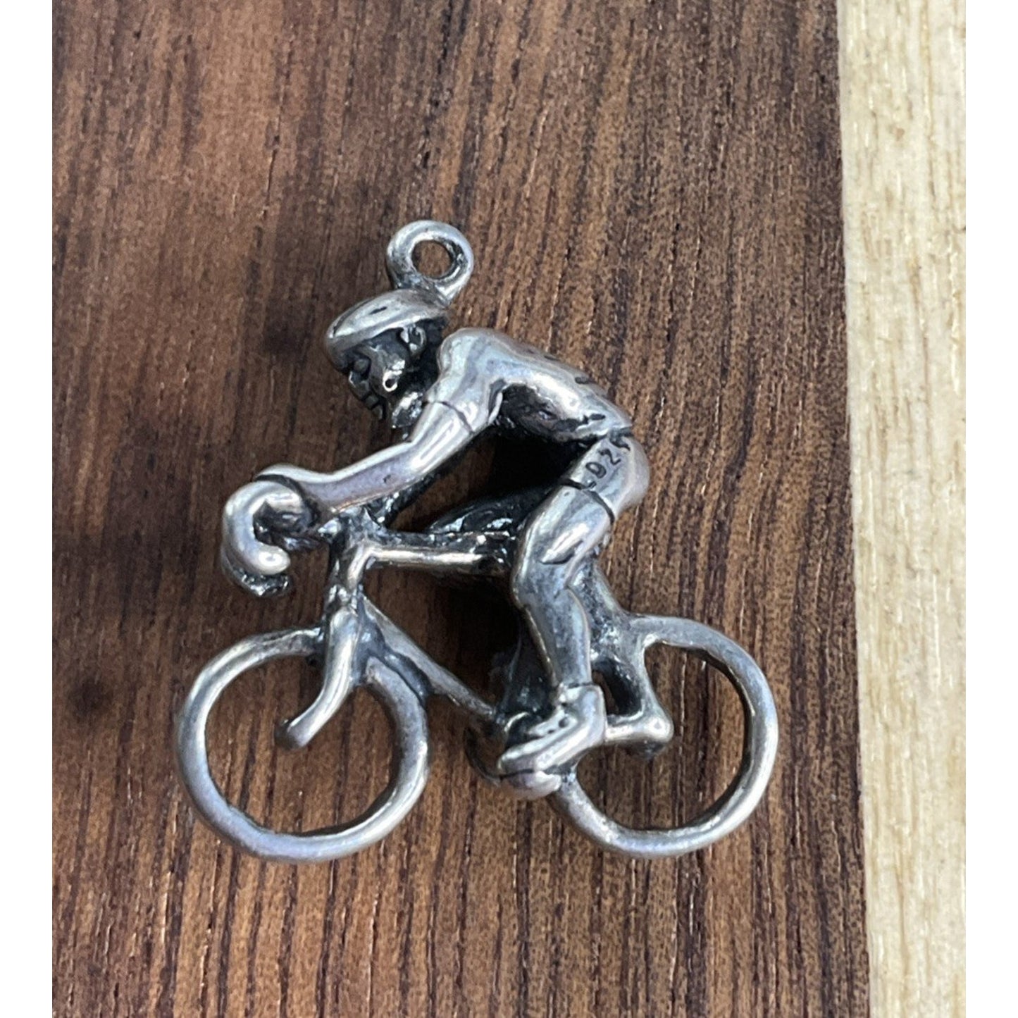 925 Sterling Silver Bicyclist Charm