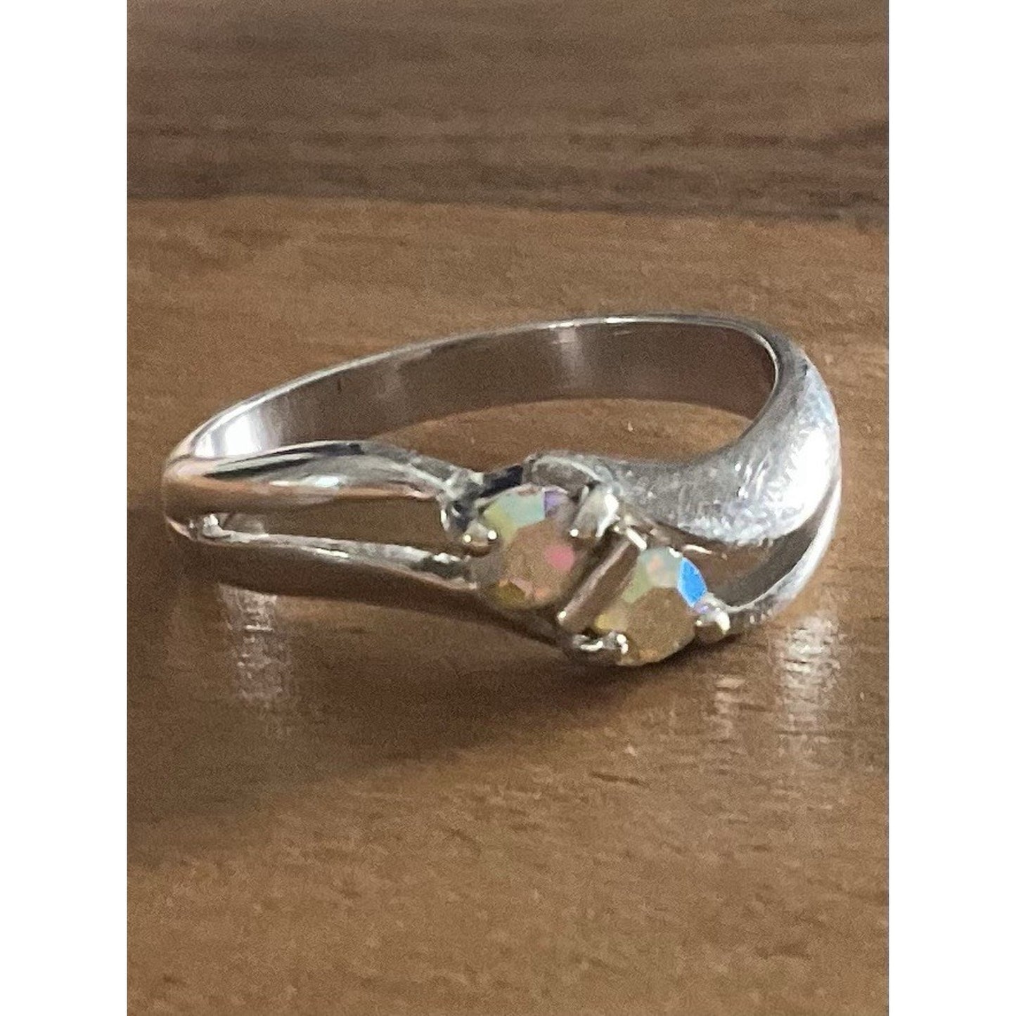 Sterling 925 Signed LS Louis Stern Aurora Borealis Austrian Crystal SZ 7 Ring