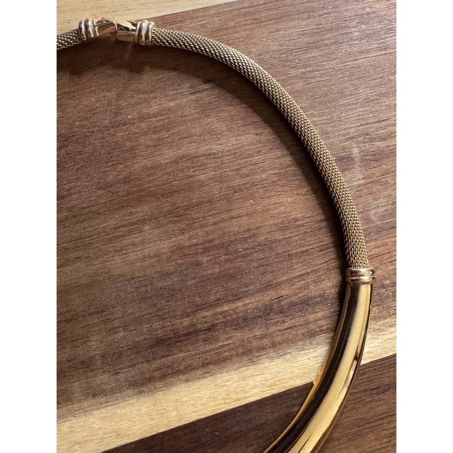Vintage Monet Gold Tone Rare Mesh Collar Necklace Sculptural Statement Signed