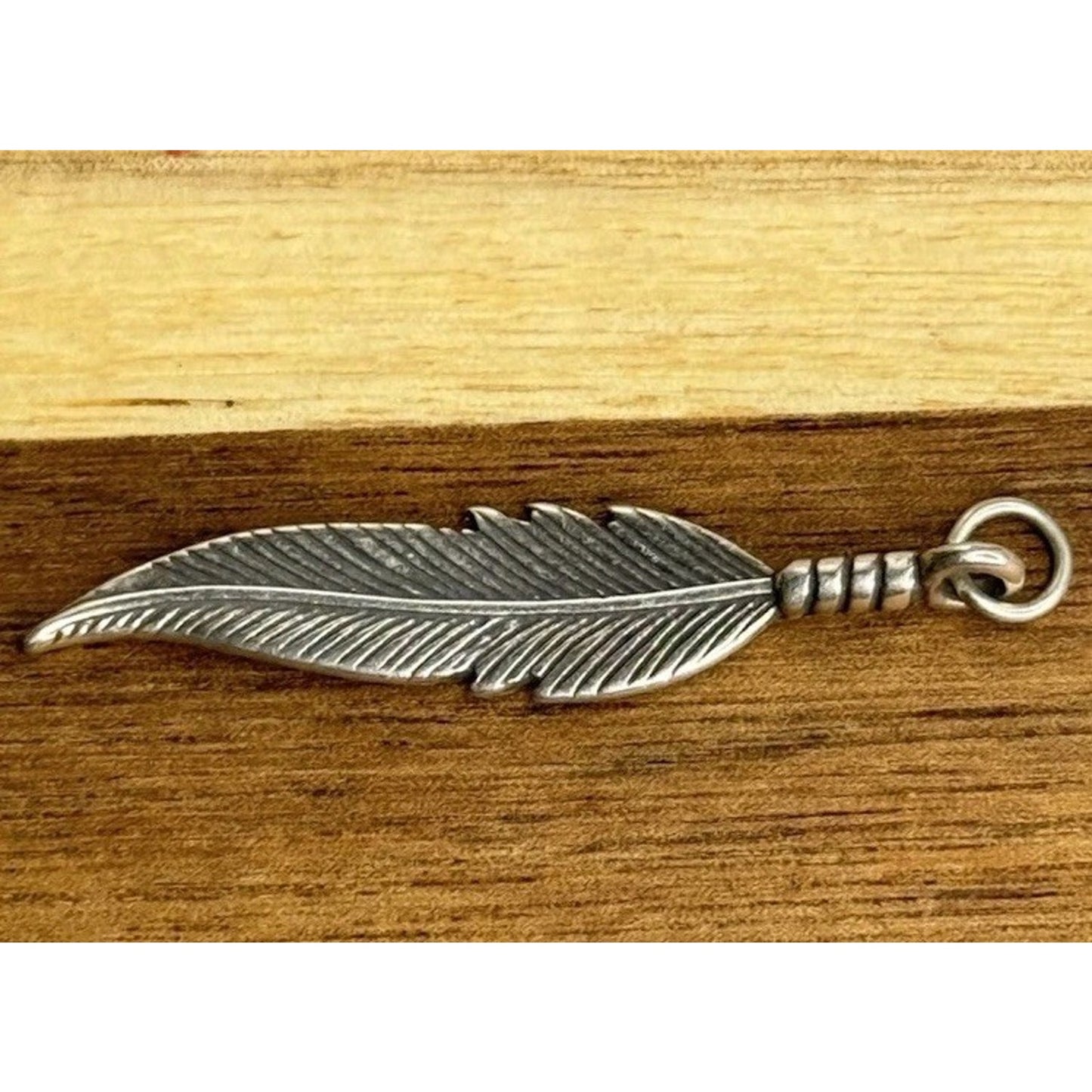 Vintage Sterling Silver Large Feather Charm 2 grams