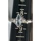 Vintage Sterling Silver 925 Blue Topaz Marquise Ring w CZ Accents Size 8.5