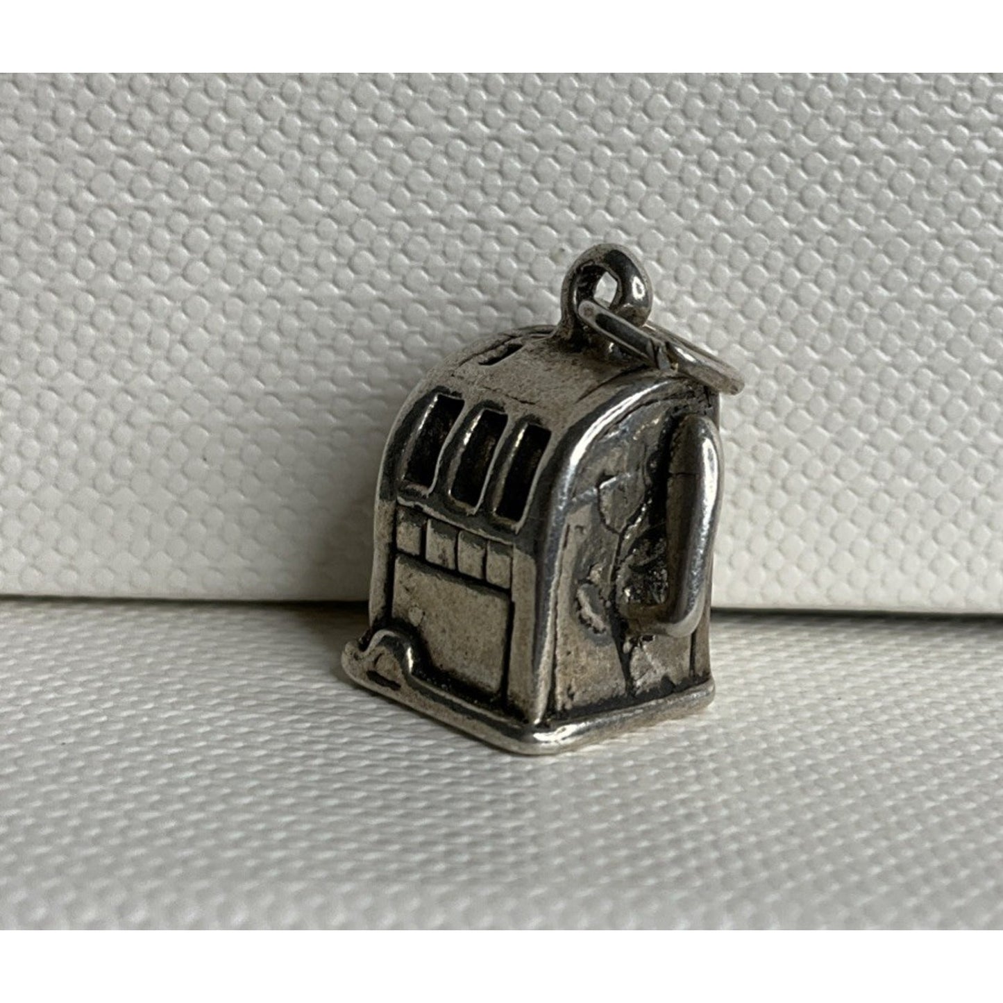 Vintage Sterling Silver Slot Machine Charm Pendant Casino Gambling Theme