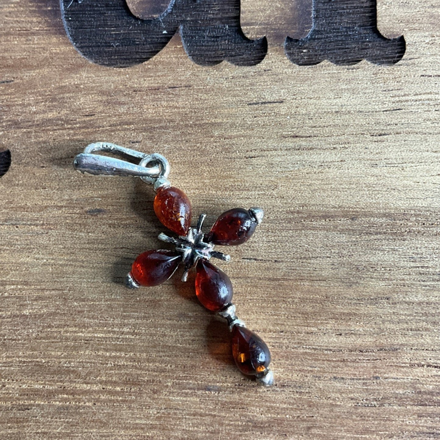 Sterling Silver Red Gem Cross Pendant