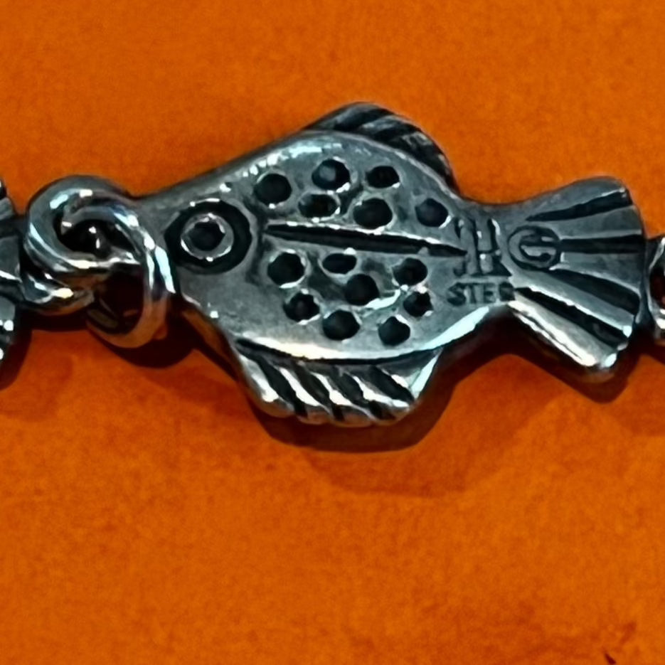 Pre-Owned James Avery Retired Sterling Silver Fish Link Clasp Bracelet 7"